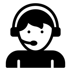 
Man with headphones denoting glyph icon of customer service 
