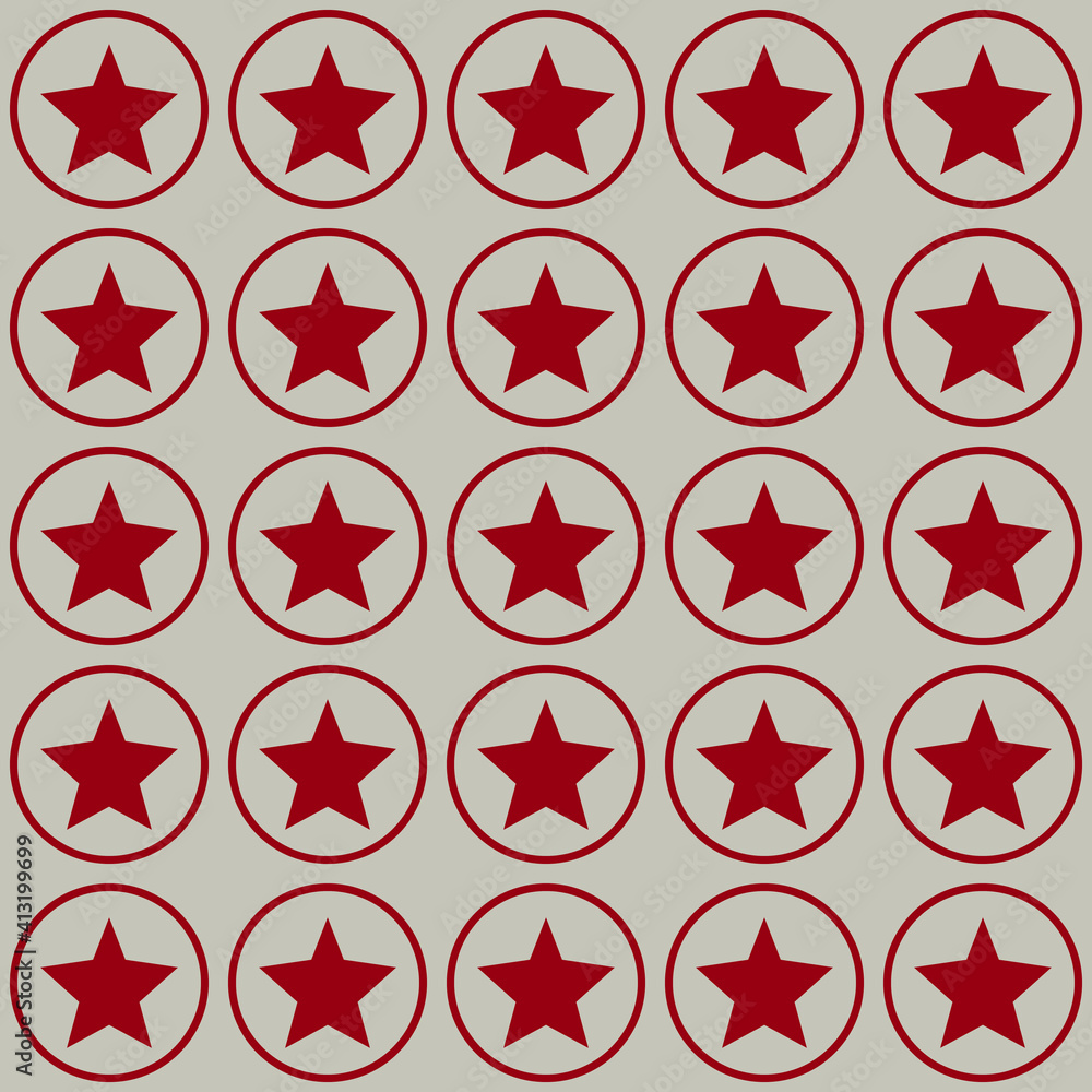 Poster Red stars and circles. Vector circus balls pattern.