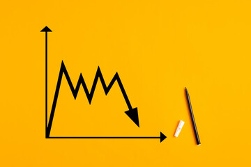 Statistical financial graph predicting an economic financial decline or crisis