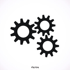 Three gear sign simple icon on background