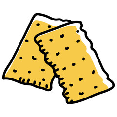 
Bakery item, doodle icon of crackers 
