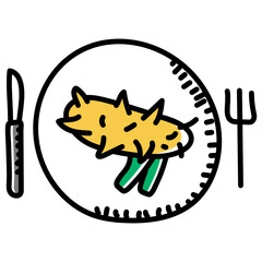 
Sea cucumber doodle style icon, seafood 
