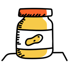 
Peanut butter doodle icon, editable vector 
