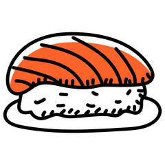 
Japanese food doodle style editable icon of nigiri 
