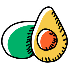 
Organic food, doodle icon of avocado 
