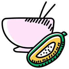 
Healthy diet hand drawn icon of papaya salad 
