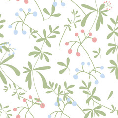 Floral gentle seamless vector pattern with flowers isolated on white background. Can be used for fabric,bed linen, textile, wallpaper, wrapping paper.