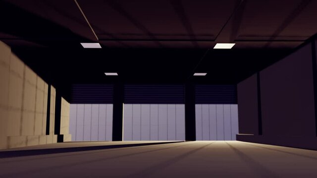 Warehouse interier concept Industrial hall with lots of space and big emptiness in it 3D rendering