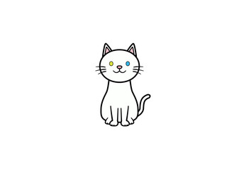 正面を向いて座る猫のイラスト（カラー3）