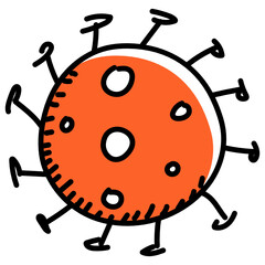 
Coronavirus in doodle style icon, editable vector 
