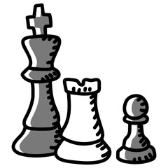 
Hand drawn editable icon of chess 
