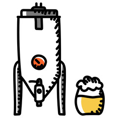 
Home brewing hand drawn icon, editable vector
