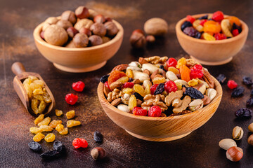 Snack of Nuts and Dried Fruit.