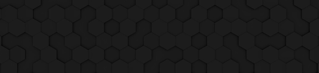 Black Hexagon Website Header (3d Illustration)