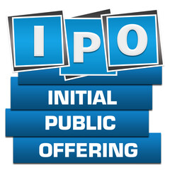 IPO - Initial Public Offering Blue Blocks Bottom Text 