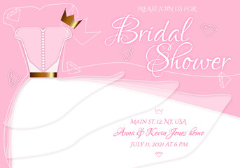 Bridal shower pink invitation card