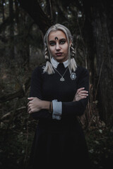 Witch in the form of a student in the forest