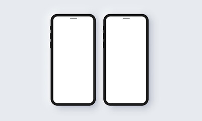 Realistic iPhone Double Mobile Phone Neomorphism Template Mockup Vector