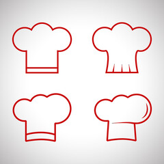 Chef hat icon set isolated on gray background. Chef hat icons for symbol, label, logo, menu and web site. Chef hat, vector illustration