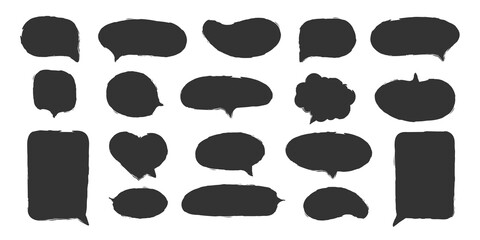 Speech bubbles black. Collection of empty speech bubbles. Comic speech bubbles. Retro empty comic bubble. Vector illustration