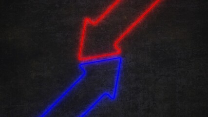 neon counter arrows on black concrete wall