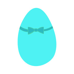 An illustration of light turquoise egg with a bow tie isolated on white background. Designed for print, textile, wraps for adults and kids.