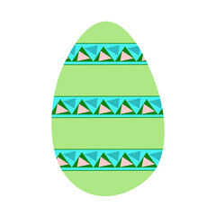An egg with a colorful green ornament isolated on white background. A vector illustration designed for print, textile, wraps for adults and kids.