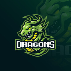 dragon mascot logo design vector with modern illustration concept style for badge, emblem and t shirt printing. angry dragon illustration for sport team.
