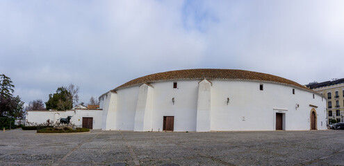 panorama view of the bullfighting ring and arena in Ronda in Andalusia