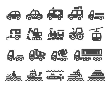 vehicle and transport icon set,vector and illustration