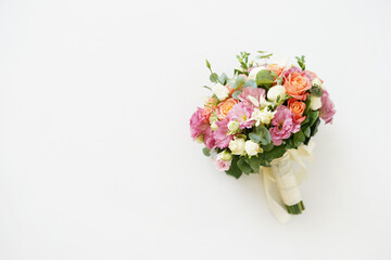 Bouquet of flowers isolated on white background with copy space. wedding day