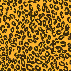 Abstract modern leopard seamless pattern. Animals trendy background. Beige and black decorative vector stock illustration for print, card, postcard, fabric, textile. Modern ornament of stylized skin.