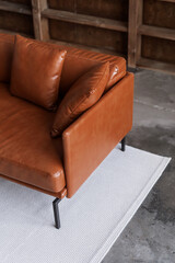 Comfortable leather armchair in modern living room