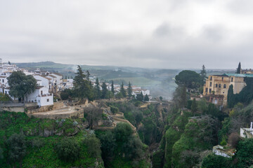 Fototapeta na wymiar view of the narrow and deep El tajo Gorge in Ronda in Andalusia