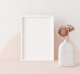 Mock up frame close up in home interior background, Boho style, 3d render © artjafara
