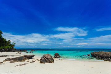 Beautiful tropical beach . Andaman sea in Thailand. Summer holiday vacation concept. Tropical beach at Koh Maiton island, Phuket,Thailand