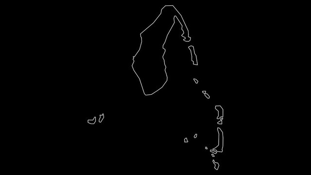 Aitutaki district of Cook Islands map outline animation