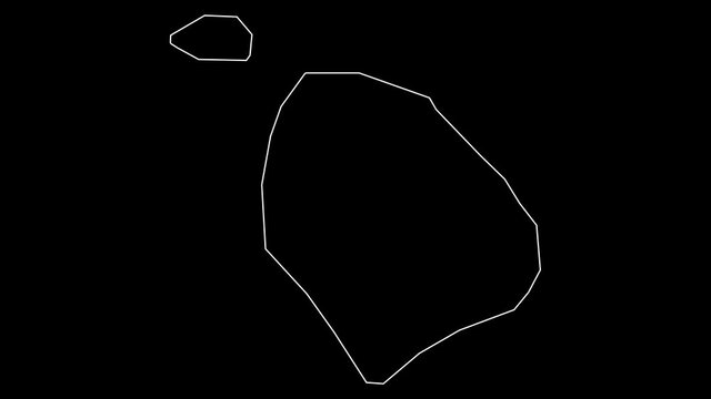 Atiu district of Cook Islands map outline animation
