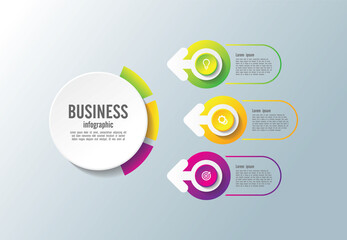 Presentation business infographic template with 3 step