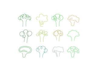 One line art style broccoli. Abstract creative food in minimalism design. Hand drawn vector illustration. 