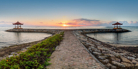 Beautiful morning in Karang Beach at Sanur, Bali, Indonesia.