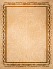 Aged paper background with decorative border.