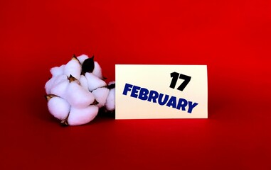 February 17 on a yellow sticker.Next to it is cotton on a red background .Last month of...