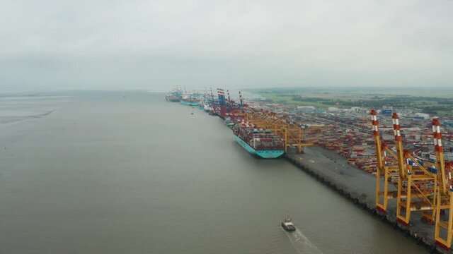 Aerial view of port of Bremerhaven in Germany