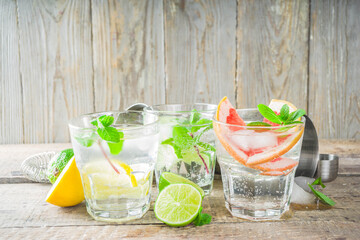 Citrus fruit drinks with ice