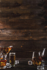 Selection of hard strong alcoholic drinks