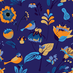 Fototapeta na wymiar Seamless floral textile pattern.