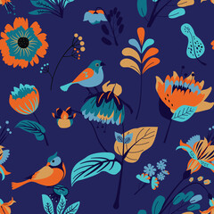 Fototapeta na wymiar Seamless floral textile pattern.