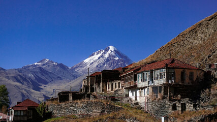 mount kazbek and village qoseli
