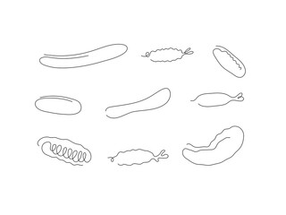 One line art style cucumber. Abstract creative food in minimalism design. Hand drawn vector illustration. 